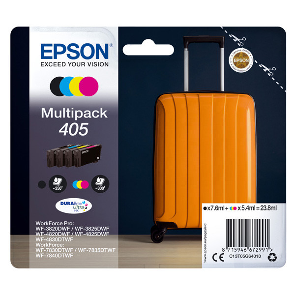 Multipack cerneala Epson WorkForce Pro WF-4830DTWF, WF-3820DWF,  WF-4820DWF, 405 Cyan/Magenta/Yellow/Black Original