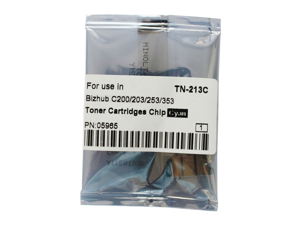 Chip Minolta Bizhub C 200, Bizhub C 200E, Bizhub C 203, Bizhub C 253, Bizhub C 353 TN-213C, TN213C C200--18.5K
C203/253--19K
C353--20K Cyan Compatibil CET