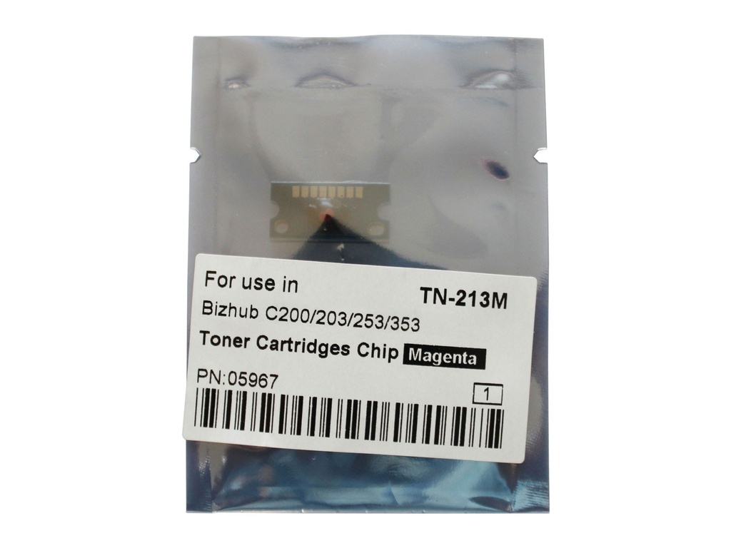 Chip Minolta Bizhub C 200, Bizhub C 200E, Bizhub C 203, Bizhub C 253, Bizhub C 353 TN-213M, TN213M C200--18.5K
C203/253--19K
C353--20K Magenta Compatibil CET