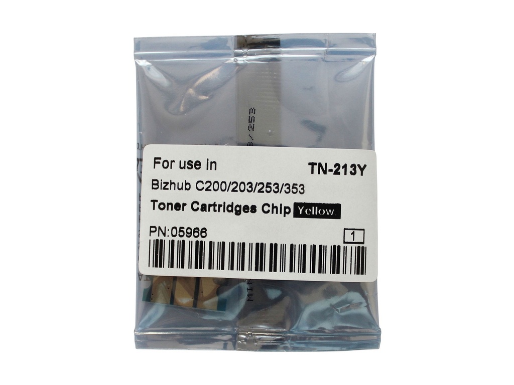 Chip Minolta Bizhub C 200, Bizhub C 200E, Bizhub C 203, Bizhub C 253, Bizhub C 353 TN-213Y, TN213Y C200--18.5K
C203/253--19K
C353--20K Yellow Compatibil CET
