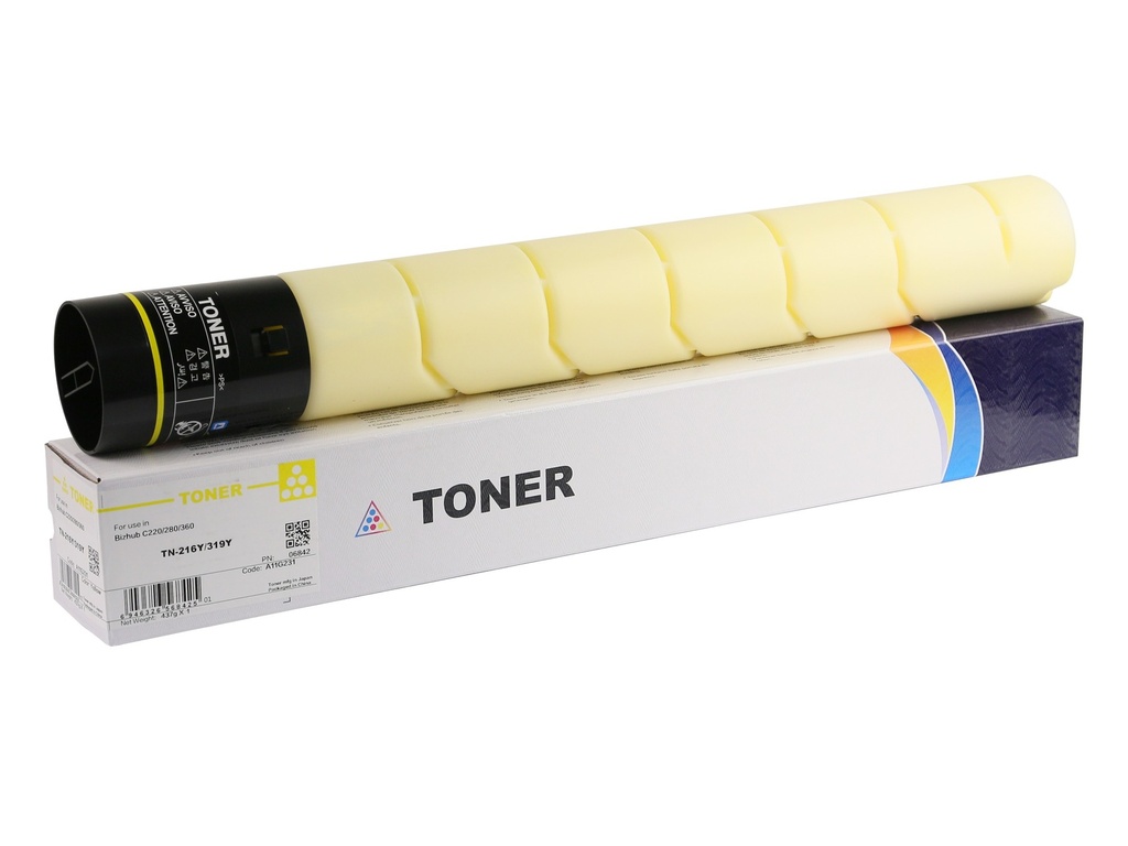 Cartus toner Minolta Bizhub C 220, Bizhub C 280, Bizhub C 360 TN216, TN319 A11G231, A11G230 TN216Y/319Y Toner Cartridge 26K 437g Yellow Compatibil CET