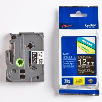 TZE335 Tape 12mm White on Black Original