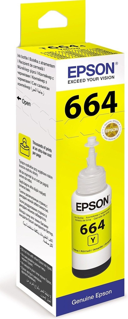 Cartus cerneala Epson STYLUS L100 C13T66444A Ink Cartridges, T6644, 4 colour ink bottles, Singlepack, 1 x 70.0 ml Yellow Original