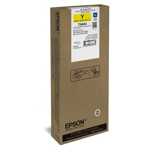 Cartus cerneala Epson WF C5710, WF C5290, WF C5790 XL C13T945440 Ink Cartridges, DURABrite™ Ultra, T9454, Singlepack, 1 x 38.1 ml Yellow, XL 5k Original