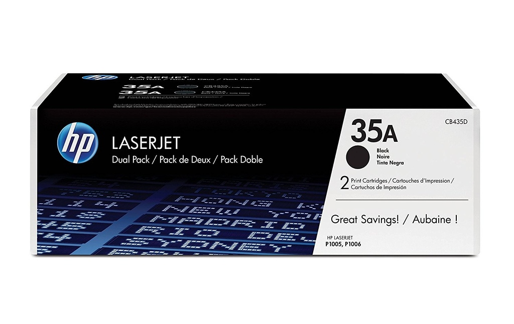 Cartus toner Dual Pack HP LJ P1008, LJ P1006, LJ P1009, LJ P1007, LJ P1005, NR. 35A, HP 35A, 2X1.5k, Black, Original