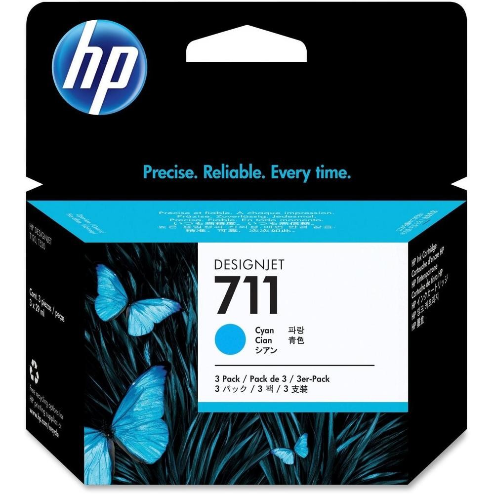 Cartus cerneala 3-pack HP DJ T 520, DJ T 120, NR.711, HP 711, CZ134A, Cyan, Original