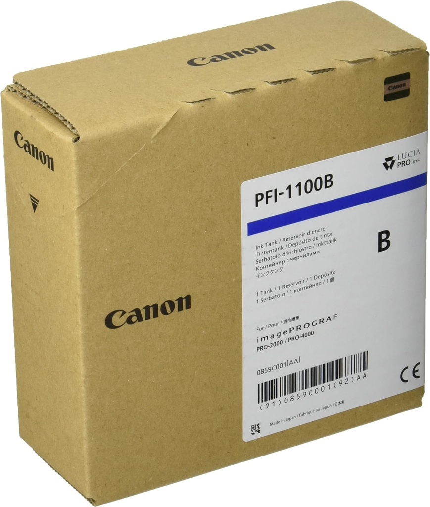 Pigment Ink Tank Canon PFI-1100 imagePROGRAF PRO-2100, imagePROGRAF PRO-4100S, imagePROGRAF PRO-4100, imagePROGRAF PRO-6100S, imagePROGRAF PRO-6100, imagePROGRAF PRO-2000, imagePROGRAF PRO-4000S, imagePROGRAF PRO-4000, imagePROGRAF PRO-6000S, imagePROGRAF PRO-6000 Blue Original
