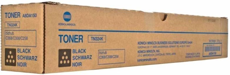 Cartus toner Minolta bizhub C258, bizhub C368, bizhub C308, TN324, TN324K, A8DA150 1 spiral bottle, 579 g Toner, yield approx. 28k / 5% Black Original