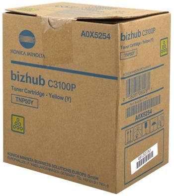 Cartus toner Minolta Bizhub C3100P TNP50 TNP50Y A0X5254 1 cartridge, yield approx. 5.000 / 5% Yellow Original