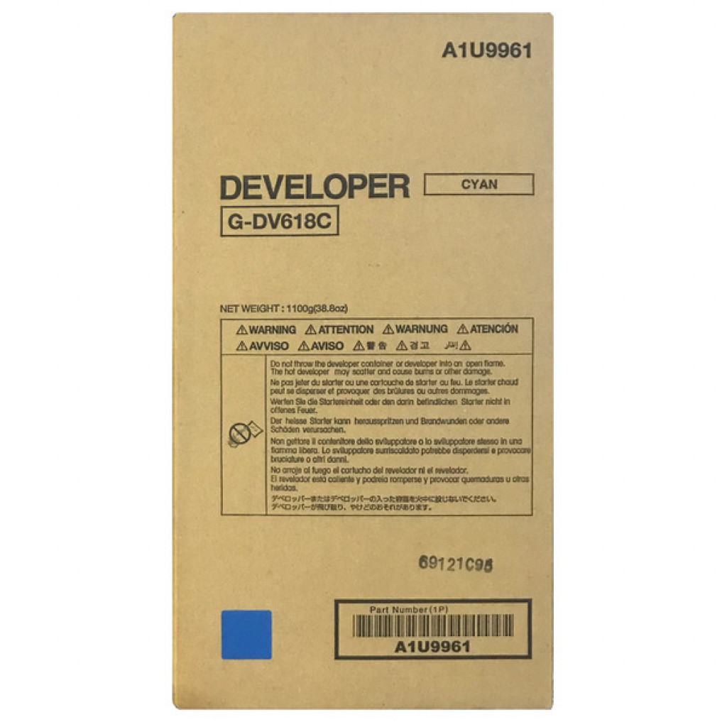 Developer Minolta Bizhub Pro C 70hc DV618 DV618C, A1U9961 1 bag, 1100g developer, yield ca. 340k Cyan Original