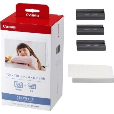 KP108IN Colour Ink Paper Set Canon Selphy CP100, CP1000, CP200, CP300, CP400, CP710, CP800, CP900 Original