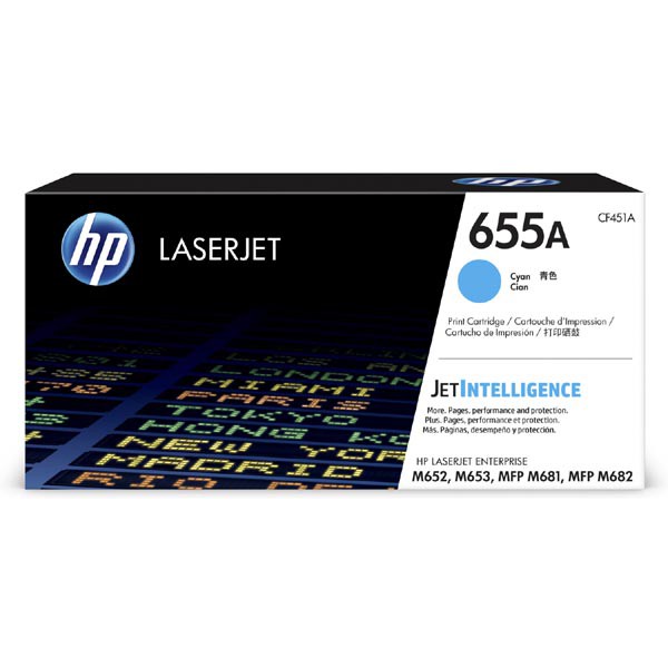 Cartus toner HP Laserjet MFPM681z, MFPM682z, M653dn, Nr.655A CF451A 10,5K Cyan Original