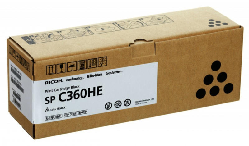Cartus toner Ricoh SP C360HE, 408184, 7k Black Original