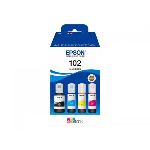 Multipack cerneala EPSON EcoTank ET-15000, ET-2700, ET-2750, ET-2750U, ET-2751, ET-2756, ET-2850, ET-2851, Epson 102 C13T03R640 CYMK Cyan/Magenta/Yellow Original