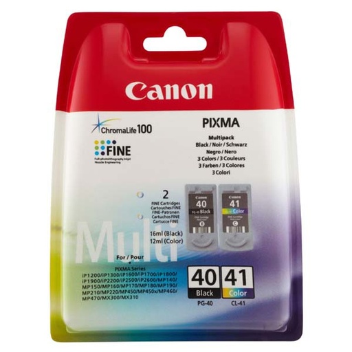 [PG-40/CL-41] Multipack cerneala Canon IP 1900,Pixma MP 140,MP 220,JX 510 P,IP 1700,MP 190,JX 210 P,IP 1200,MP 170,IP 2600,MX 300,MP 150,IP 2200,MP 450,IP 1800,IP 1600,MP 210,JX 500,IP 1300,MP 180,JX 200,MX 310,MP 160,IP 2500,MP 460 0615B043AA,PG-40/CL-41Multipack Cyan/Magenta/Yellow/Black Original