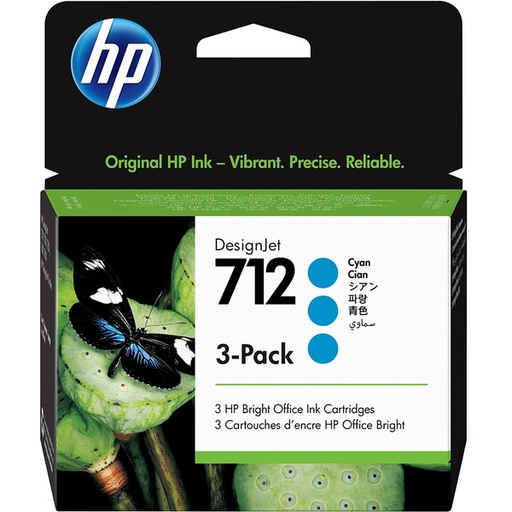 [3ED77A] Cartus cerneala 3-pack HP DJ T630 NR.712 NR.712 3ED77A 29ml Cyan Original