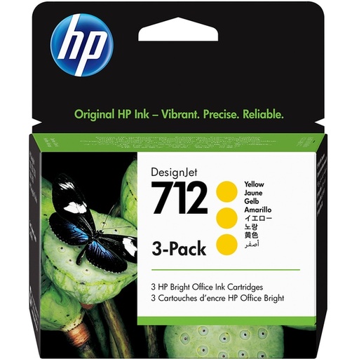 [3ED79A] Cartus cerneala 3-pack HP DJ T630 NR.712 NR.712 3ED79A 29ml Yellow Original