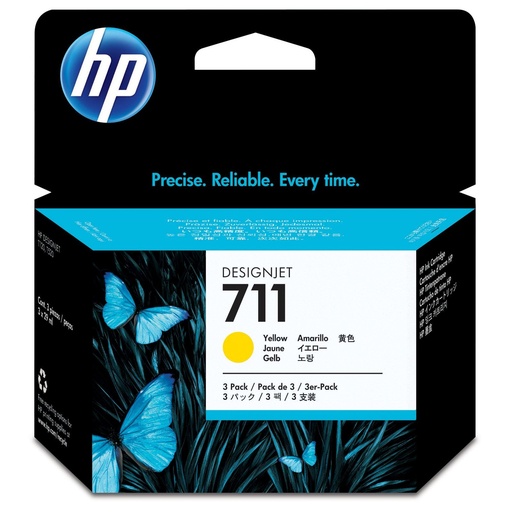 [CZ136A] Cartus cerneala 3-pack HP DJ T 520, DJ T 120, NR.711, HP 711, CZ136A, Yellow, Original