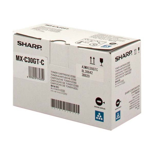 [MXC30GTC] Cartus toner Sharp MX C 250 E, MX C 250 F, MX C 250 FE, MX C 250 FR, MX C 300 E, MX C 300 P, MX C 300 W, MX C 300 WE, MX C 300 WR, MX C 301 W, MX C 303 W, MX C 303 WEU, MX-C30GTC 6k Cyan Original