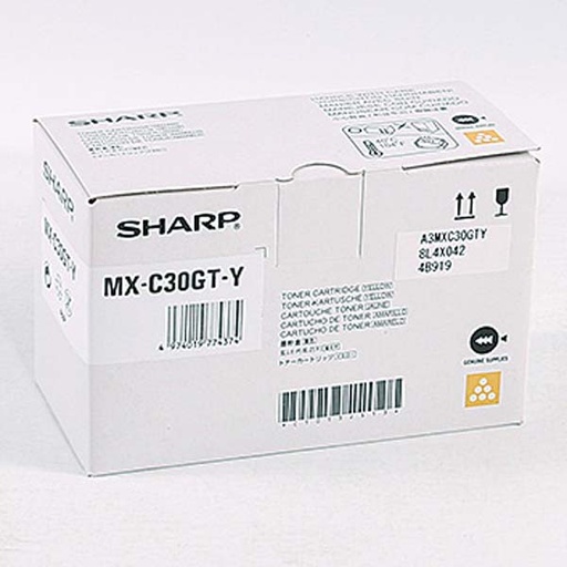 [MXC30GTY] Cartus toner Sharp MX C 250 E, MX C 250 F, MX C 250 FE, MX C 250 FR, MX C 300 E, MX C 300 P, MX C 300 W, MX C 300 WE, MX C 300 WR, MX C 301 W, MX C 303 W, MX C 303 WEU, MX-C30GTY 6k Yellow Original