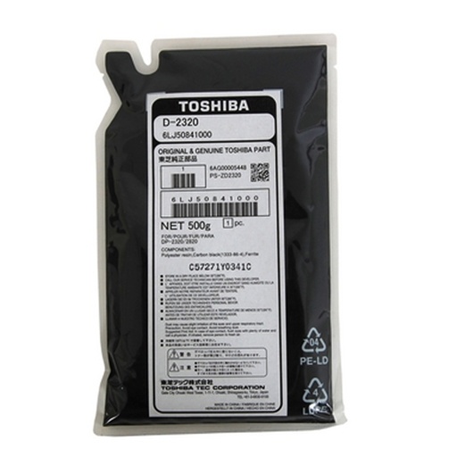 [D-2320] Developer Toshiba E-STUDIO 181,E-STUDIO 212 I,E-STUDIO 282 K,E-STUDIO 163,E-STUDIO 205 J,E-STUDIO 237 I,E-STUDIO 182,E-STUDIO 225 I,E-STUDIO 283 P,E-STUDIO 165 J,E-STUDIO 206,E-STUDIO 242 I,E-STUDIO 195,E-STUDIO 230 L,E-STUDIO 167,E-STUDIO 207 I,E-STUDIO 245 6LJ50841000 Black Original