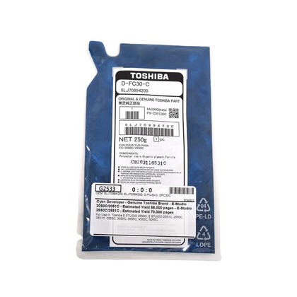 [D-FC30C] Developer Toshiba E-STUDIO 2000 AC, E-STUDIO 2010 AC, E-STUDIO 2500 AC, E-STUDIO 2510 AC,E-STUDIO 2000 AC, E-STUDIO 2510 AC,E-STUDIO 2050 C, E-STUDIO 2051 C 6LJ70994200,6LJ70994200,6LJ70384200, DFC30C,6LJ70384200, DFC30C Cyan Original