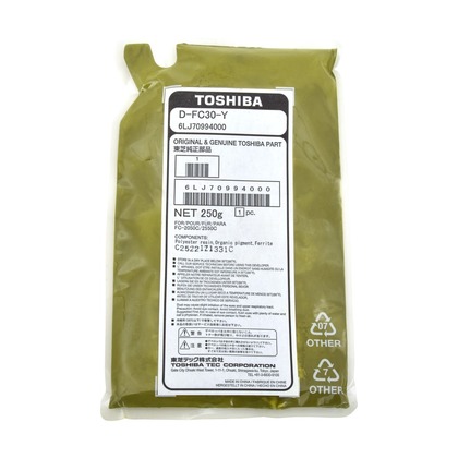[D-FC30Y] Developer Toshiba E-STUDIO 2000 AC, E-STUDIO 2010 AC, E-STUDIO 2500 AC, E-STUDIO 2510 AC,E-STUDIO 2000 AC, E-STUDIO 2510 AC,E-STUDIO 2050 C, E-STUDIO 2051 C 6LJ70994000,6LJ70994000,6LJ70384000, DFC30Y,6LJ70384000, DFC30Y Yellow Original