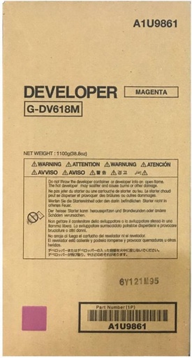 [A1U9861] Developer Minolta Bizhub Pro C 70hc DV618 DV618M, A1U9861 1 bag, 1100g developer, yield ca. 340k Magenta Original