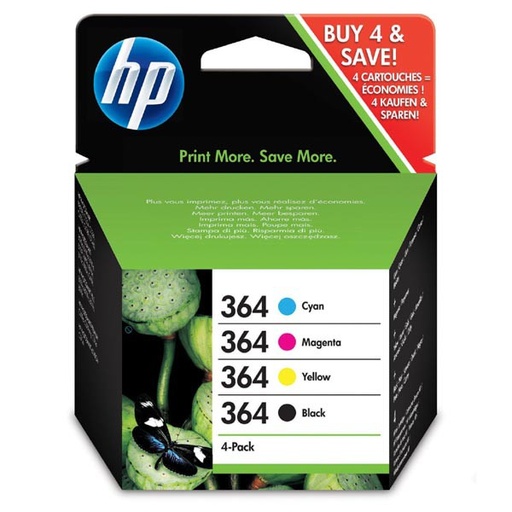 [N9J73AE] Cartus cerneala Combo Pack HP Photosmart 7510, C410B AIO, C5380, C6380, D5460, C309A, C309G, C310A, B8550 nr.364 N9J73AE CMYK Cyan/Magenta/Yellow/Black Original