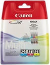 Cartus cerneala Canon Pixma IP3600, IP4600, IP4700, MP540, MP550, MP560, MP620, MP630, MP640, MP980, MP990, MX860, MX870, CLI-521 C/M/Y, BS2934B007AA Cyan/Magenta/Yellow Original