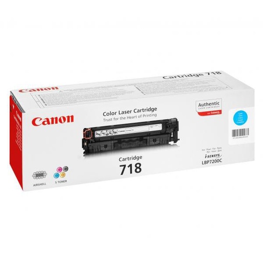 [CRG-718C] Cartus toner Canon I-Sensys MF724CDW, MF728CDW, MF729CX, LBP 7200CDN, LBP 7210CDN, LBP 7660CDN, LBP 7680CX, MF 8330CDN, MF 8340CDN, MF 8350CDN, MF 8360CDN, MF 8380CDW, MF 8540CDN, MF 8550CDN, MF 8580CDW, CRG-718, 2661B002AA Cyan Original