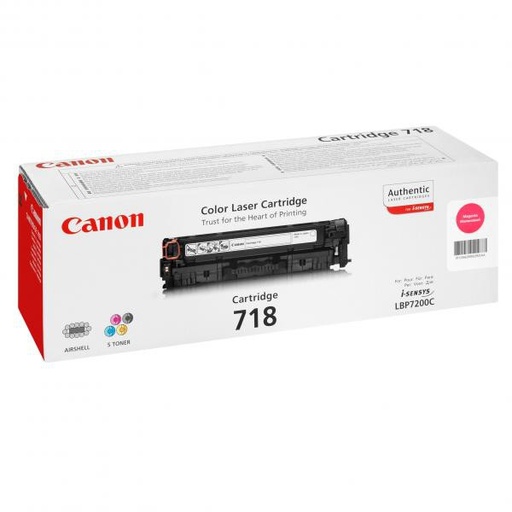 [CRG-718M] Cartus toner Canon I-Sensys MF724CDW, MF728CDW, MF729CX, LBP 7200CDN, LBP 7210CDN, LBP 7660CDN, LBP 7680CX, MF 8330CDN, MF 8340CDN, MF 8350CDN, MF 8360CDN, MF 8380CDW, MF 8540CDN, MF 8550CDN, MF 8580CDW, CRG-718, 2660B002AA Magenta Original
