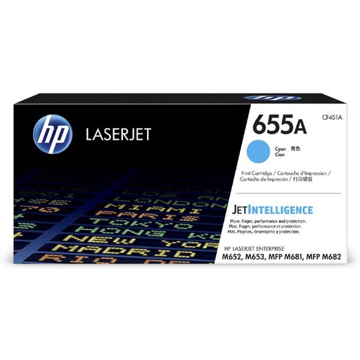 [CF451A] Cartus toner HP Laserjet MFPM681z, MFPM682z, M653dn, Nr.655A CF451A 10,5K Cyan Original