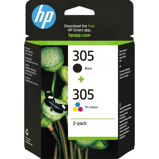 [6ZD17AE] Cartus cerneala 2-pack HP DeskJet 2300, 2700, 2700e, 2730, 4100, 4100e, 4134, ENVY 6000e, 6010, 6020, 6022, 6030, 6032, 6400e, 6420, 6420e, 6422, 6430, 6432, HP 305, NR.305, 6ZD17AE, Cyan/Magenta/Yellow/Black, 3YM61AE + 3YM60AE, Original