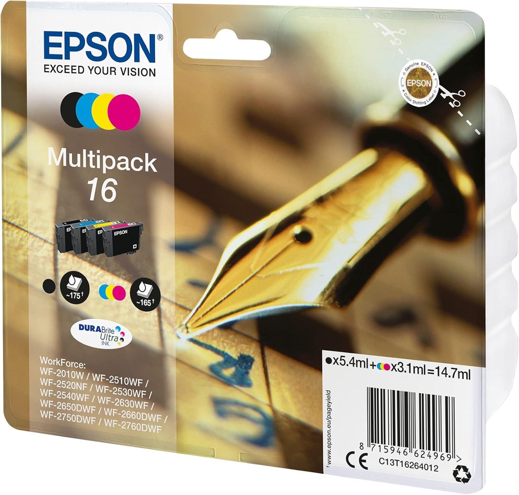 Multipack cerneala EPSON Epson WorkForce WF-2540WF, WF-2530WF, WF-2520NF, WF-201 CYMK Cyan/Magenta/Yellow Original
