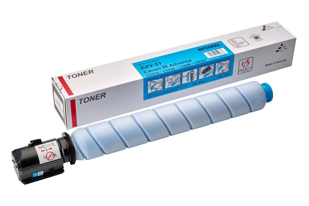 Cartus toner Canon IR Advance  C5535, 5535i, 5540i, 5550i, 5560i, C-EXV51, 60k Cyan Compatibil Integral
