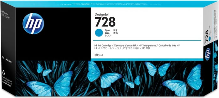Cartuş cerneală HP DesignJet T730, HP728, 300 ml Cyan Original
