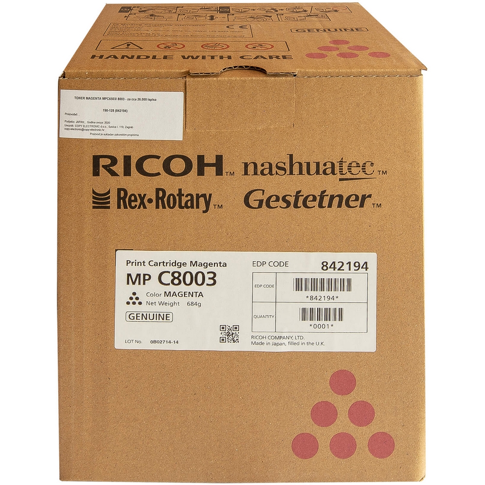 Cartus toner Ricoh IMC 6500, IMC 8000, MPC 6503 SP, MPC 8003 SP 842194 Magenta Original