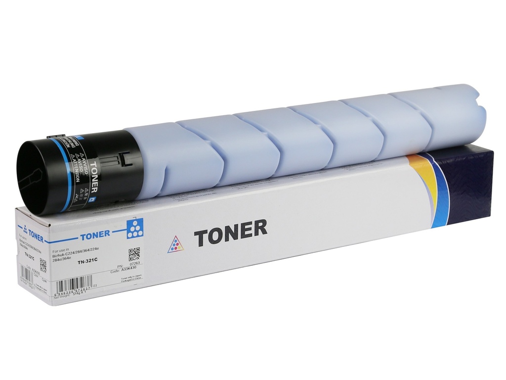Cartus toner Minolta Bizhub C 224, Bizhub C 284, Bizhub C 364, Bizhub C 224e, Bizhub C 284e, Bizhub C 364e A33K430 TN321C Toner Cartridge 25K 514g Cyan Compatibil CET