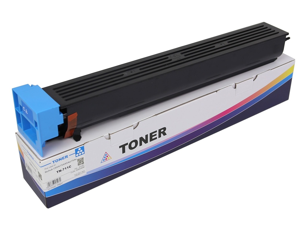 Cartus toner Minolta Bizhub C 654, Bizhub C 754, Bizhub C 654e, Bizhub C 754e A3VU430 TN711C Toner Cartridge 31.5K 535g Cyan Compatibil CET