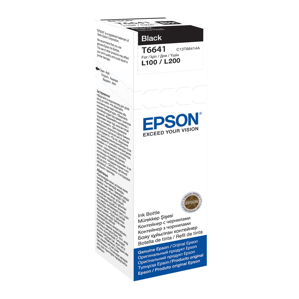 Cartus cerneala Epson STYLUS L100 C13T66414A Ink Cartridges, T6641, 4 colour ink bottles, Singlepack, 1 x 70.0 ml Black Original
