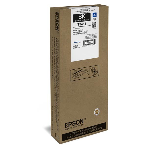 Cartus cerneala Epson WF C5710, WF C5290, WF C5790 XL C13T945140 Ink Cartridges, DURABrite™ Ultra, T9451, Singlepack, 1 x 64.6 ml Black, XL 5k Original
