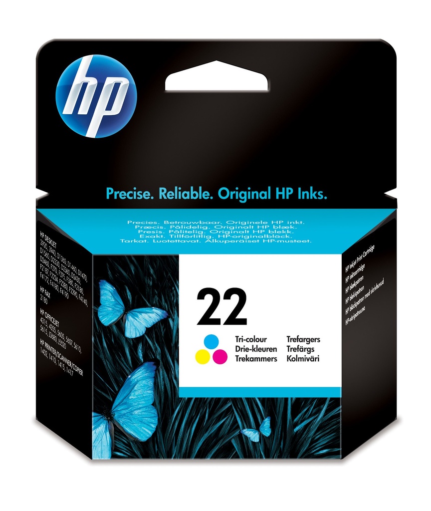 Cartus cerneala HP DJ Z 2100, 5607, F 4180, 1460, F 375, 4355, F 4140, 3680, F 300, F 2280, 3920, 2360, F 2180, 5610, F 4190, 1470, F 380, 5605, F 4172, 1360, 4315, F 370, F 2290, 3940, 2460, F 2187,  5615,  2330,  1560 NR.22 Cyan/Magenta/Yellow Original