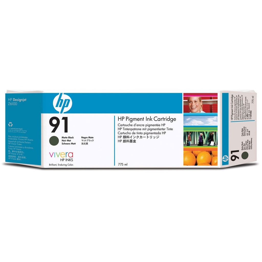 Cartus cerneala HP Designjet Z6100 A0 42', Z6100 A0 60', Z6100PS A0 42', Z6100PS A0 60'NR.91 C9464A Matt Black Original