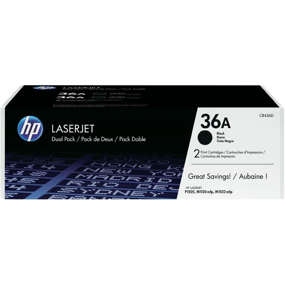 Cartus toner Dual Pack HP LJ M1522, LJ P1505, LJ M1120, NR.36A, HP 36A, 2X2k, Black, Original