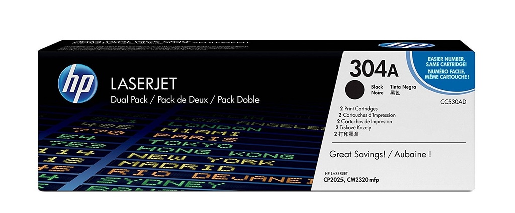 Cartus toner Dual Pack HP Color LJ CP2025, Color LJ CM2320, Color LJ CP2020, NR.304A, HP 304A, 3X3.5k, Black, Original