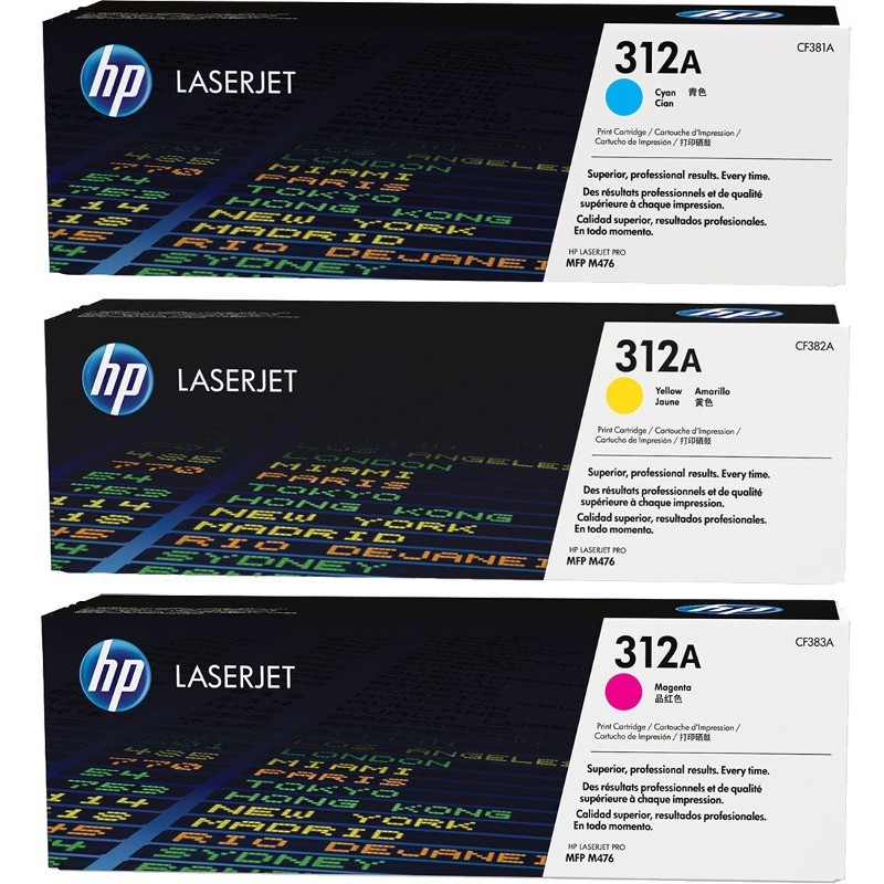 Cartus toner 3-pack HP LJ PRO M476NW, NR.312A, HP 312A, 2.7k, Cyan/Magenta/Yellow, Original