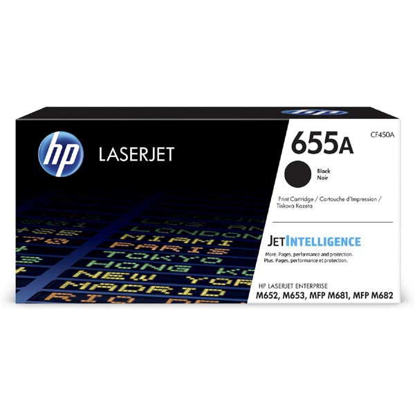 Cartus toner HP Laserjet MFPM681z, MFPM682z, M653dn, Nr.655A CF450A 12.5k Black Original