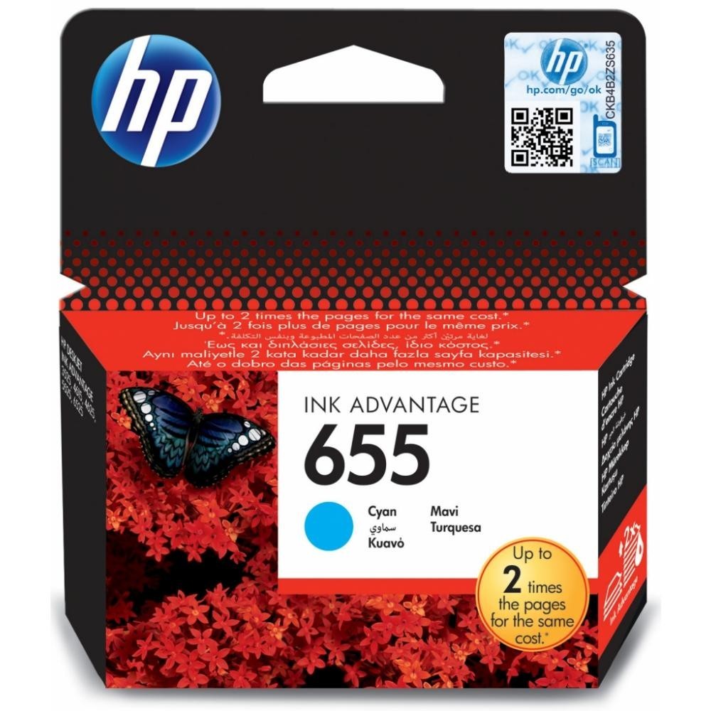 Cartus cerneala HP DESKJET INK ADVANTAGE 3525, DESKJET INK ADVANTAGE 3525 E-ALL-IN-ONE, DESKJET INK ADVANTAGE 4615, DESKJET INK ADVANTAGE 4625 E-ALL-IN-ONE, DESKJET INK ADVANTAGE 5525 (CZ282C), DESKJET INK ADVANTAGE 5525 E-ALL-IN-ONE, DESKJET INK ADVANTAGE 6525 E-ALL-IN-ONE NR.655 Cyan Original