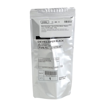 Developer Ricoh MP 2554 SP, MP 2555 SP, MP 3054 SP, MP 3055 ASP, MP 3055 SP, MP 3554 SPF, MP 3555 ASP, MP 3555 SP, MP 4054 ASP, MP 4054 SP, MP 4054 SPF, MP 5054 SP, M D1979640, D1979641 Black Original